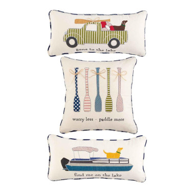 Mud Pie Applique Worry Less Paddle More Pillow