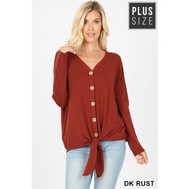 Button Down Long Sleeve Plus Top