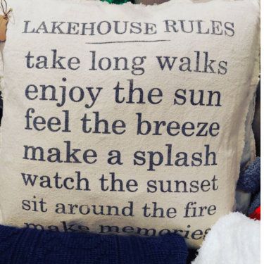 Mud Pie Lake Rules Canvas Pillow