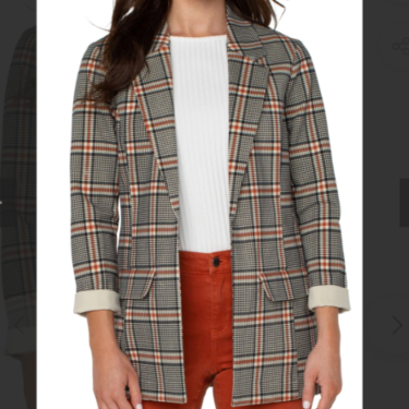 BOYFRIEND BLAZER IN CINNAMON BLACK TARTAN