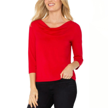 Red Drape Neck Jeanie Top