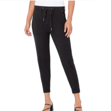 Black Utility Jogger With Snap Hem
