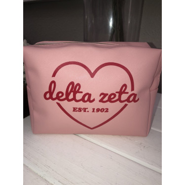 Delta Zeta Heart Makeup Bag