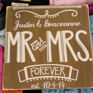 Mr. and Mrs. Personalized Stained Wooden Sign 