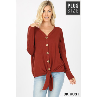 Button Down Long Sleeve Plus Top