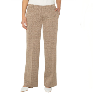 Kelsey Wide Leg Trouser in Khaki Grid Check