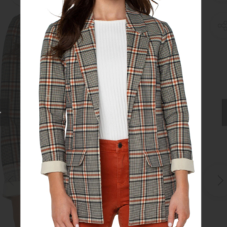 BOYFRIEND BLAZER IN CINNAMON BLACK TARTAN